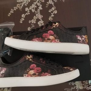 Dior Homme Men's Floral Skull Print Sneakers Black